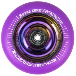 RVI100RW, Rueda de 100mm RADICAL fluorescent goma violeta y nucleo rainbow Metal Core