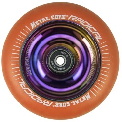 ROR110RW, Rueda de 110mm RADICAL fluorescent goma naranja y nucleo rainbow Metal Core