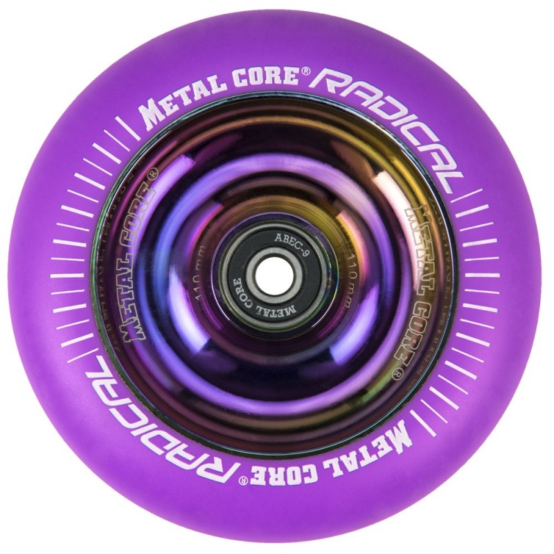 RVI110RW, Rueda de 110mm RADICAL fluorescent goma violeta y nucleo rainbow Metal Core RVI110RW, Rueda de 110mm RADICAL fluorescent goma violeta y nucleo rainbow Metal Core