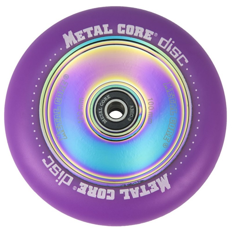 DISC100VI, Rueda DISC de 100mm  goma violeta y nucleo disco rainbow Metal Core