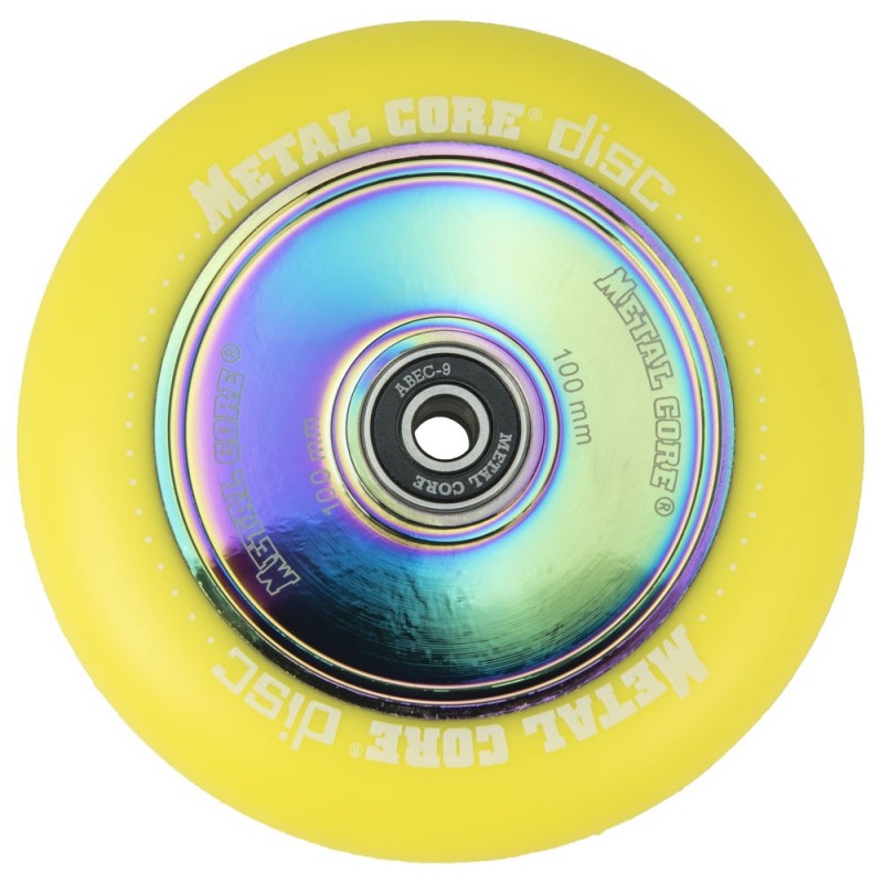DISC100YE, Rueda DISC de 100mm goma amarilla y nucleo disco rainbow Metal Core DISC100YE, Rueda DISC de 100mm goma amarilla y nucleo disco rainbow Metal Core