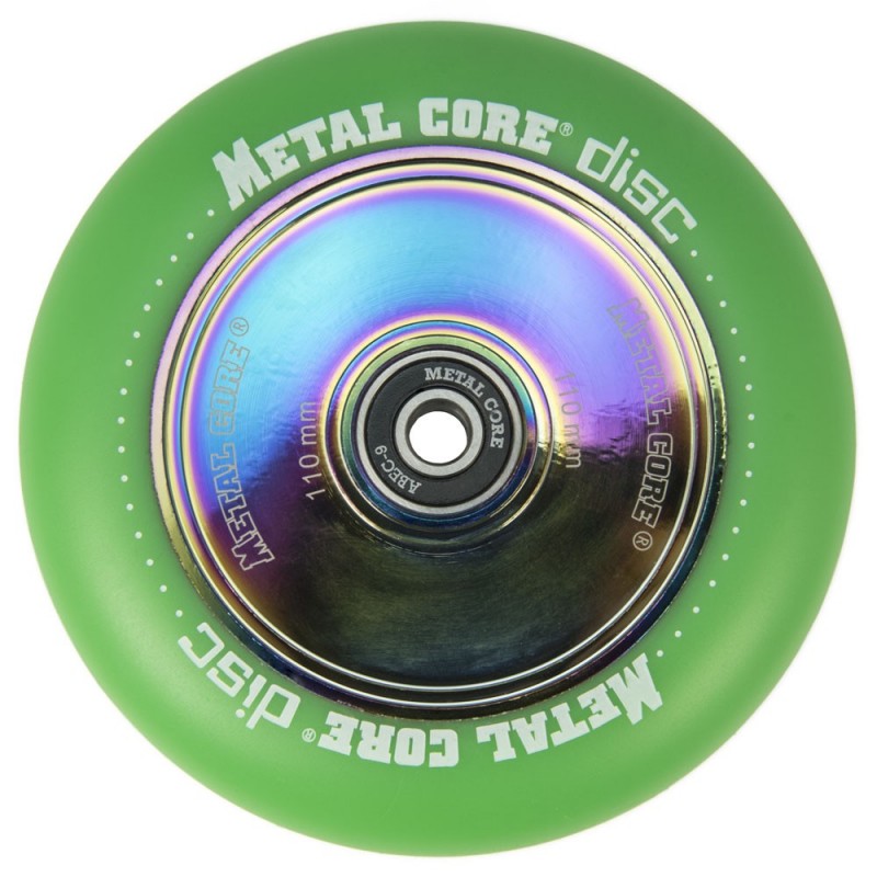 DISC110GR, Rueda DISC de 110mm goma verde y nucleo disco rainbow Metal Core DISC110GR, Rueda DISC de 110mm goma verde y nucleo disco rainbow Metal Core