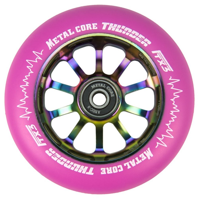 TPINK110RWF3, Rueda THUNDER FLUOR de 110mm goma rosa y nucleo rainbow Metal core TPINK110RWF3, Rueda THUNDER FLUOR de 110mm goma rosa y nucleo rainbow Metal core