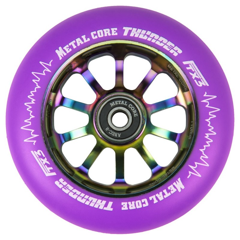 TVI110RWF3, Rueda THUNDER FLUOR de 110mm goma violeta y nucleo rainbow Metal core TVI110RWF3, Rueda THUNDER FLUOR de 110mm goma violeta y nucleo rainbow Metal core