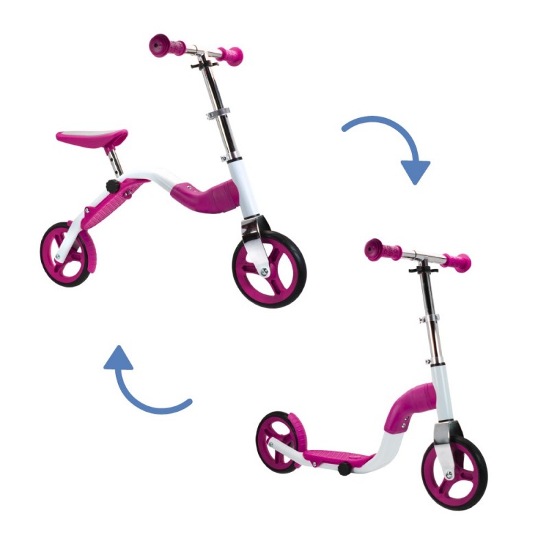 SCOOBIK Scooter y bici, 2 en uno, color rosa